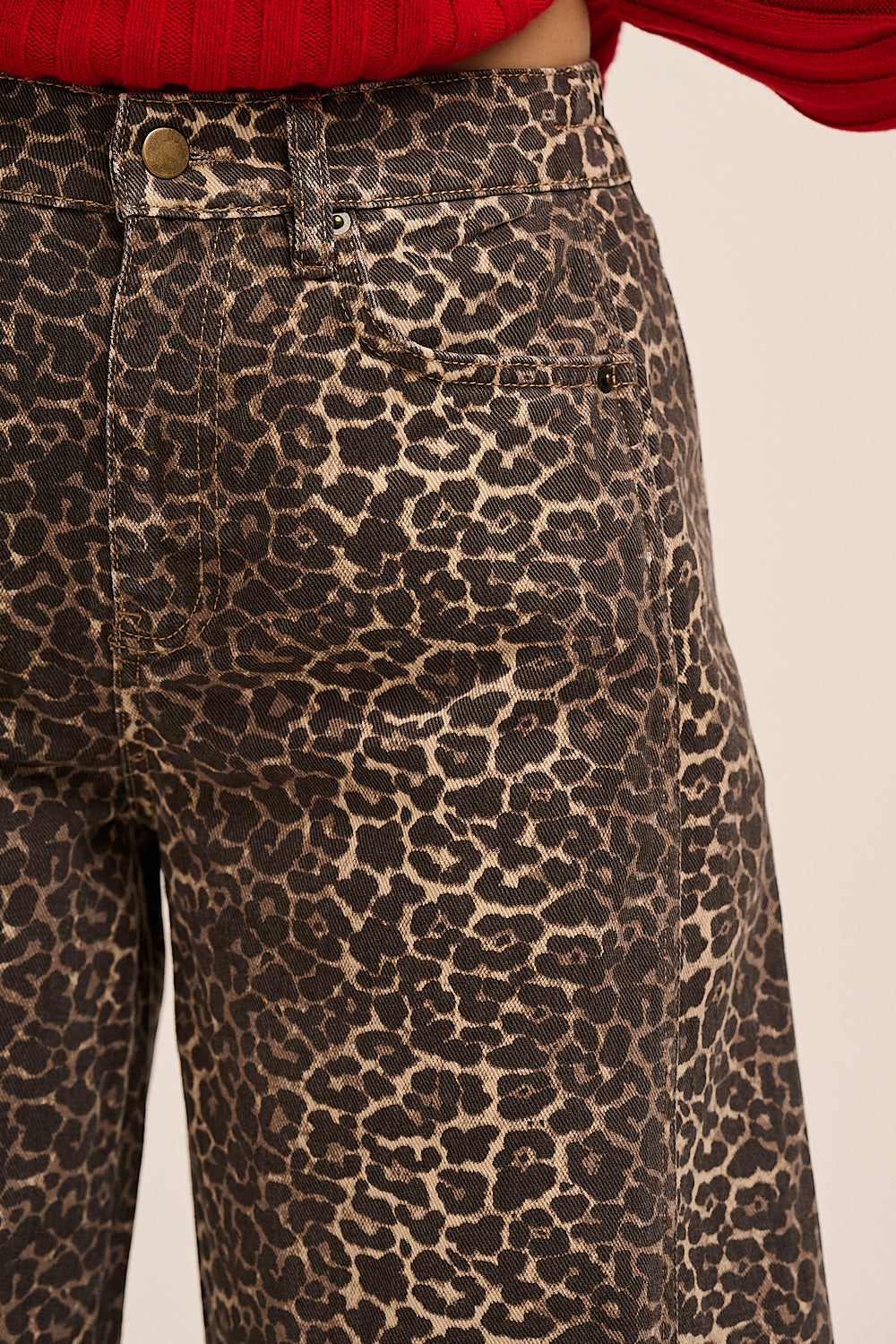 Leni Gingham Jeans - Leopard