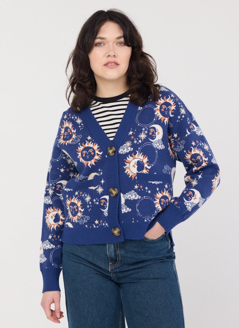 Lovelace Celestial Intarsia Oversized Cardigan