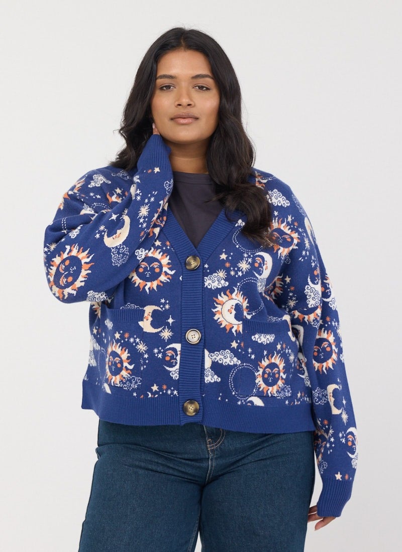Lovelace Celestial Intarsia Oversized Cardigan