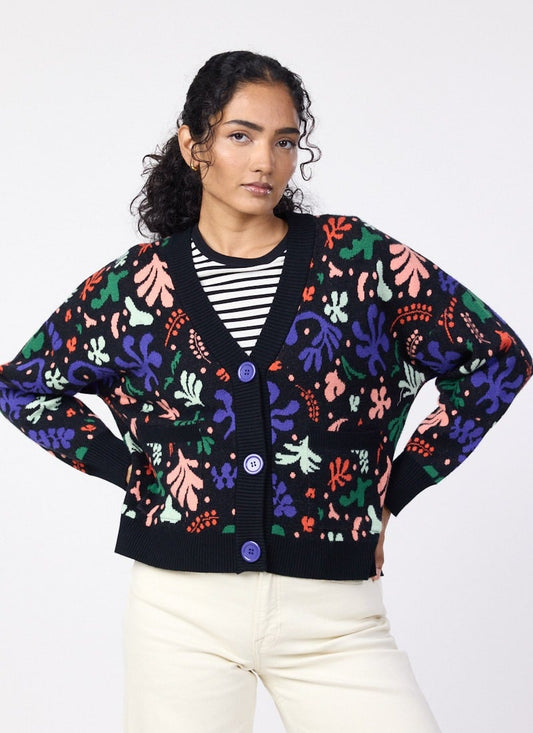 Lovelace Modern Art Cut Out Intarsia Oversized Cardigan