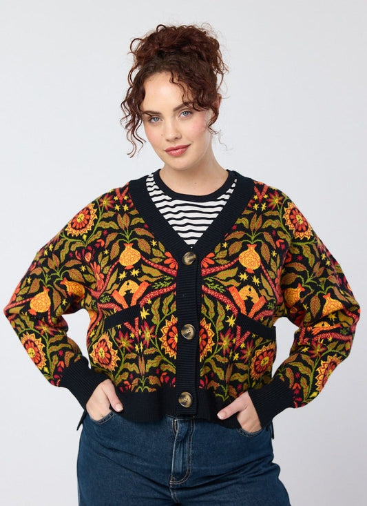 Lovelace Sunset Floral Intarsia Oversized Cardigan