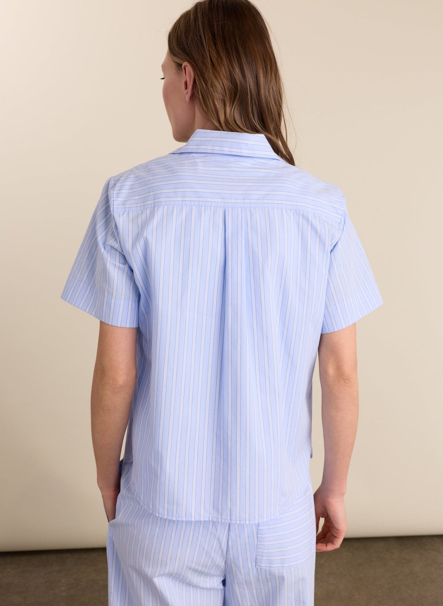 Lula Organic Cotton Stripe Pyjama Shirt - Blue & White Stripe