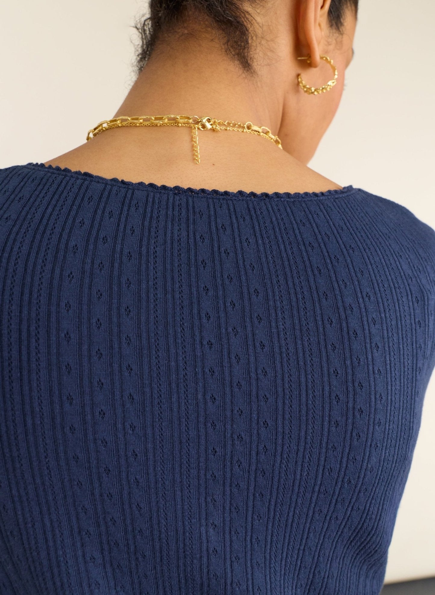 Maeva Ribbed Long Sleeve Top - Deep Indigo