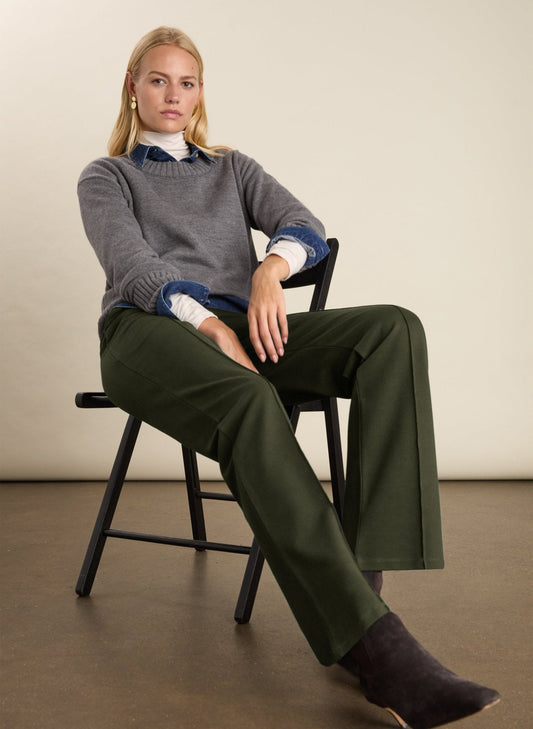 Marian Ponte Wide Leg Trousers - Deep Khaki