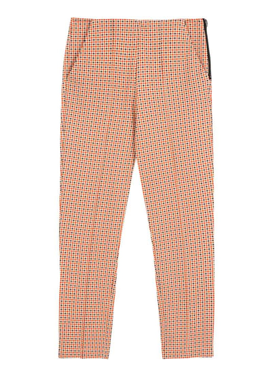 Marilyn Micro Check Print Tapered Trousers (Orange)