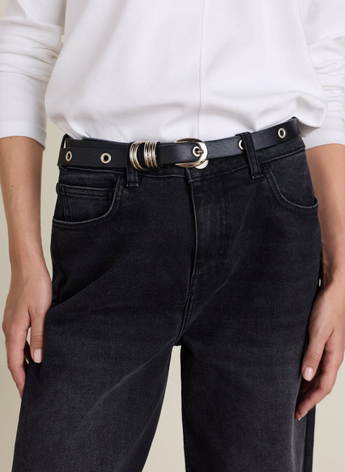 Marta Wide Leg High Waist Jeans - Washed Black
