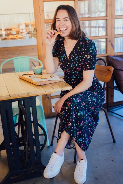 Maryjane Midi Dress - Black, Rainbow Sprigs