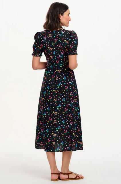 Maryjane Midi Dress - Black, Rainbow Sprigs