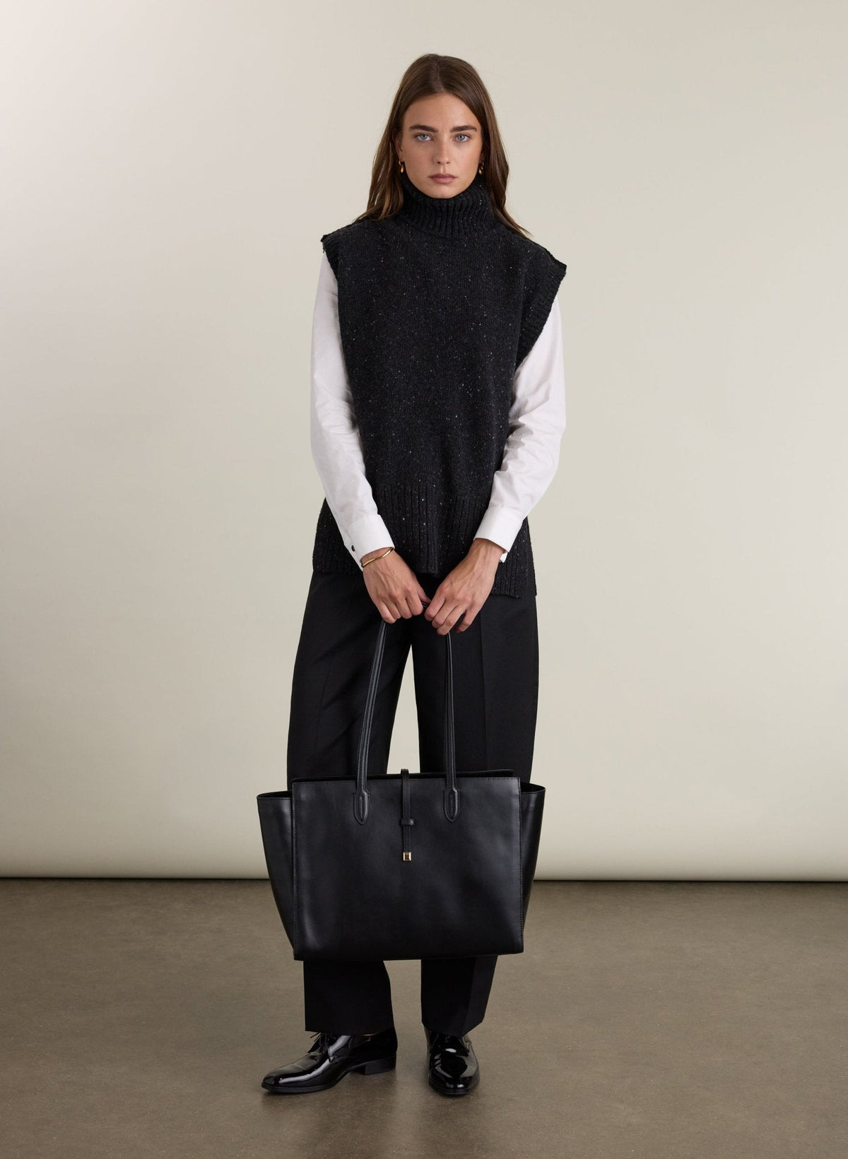 Marylin Turtleneck Knit Vest - Charcoal Marl