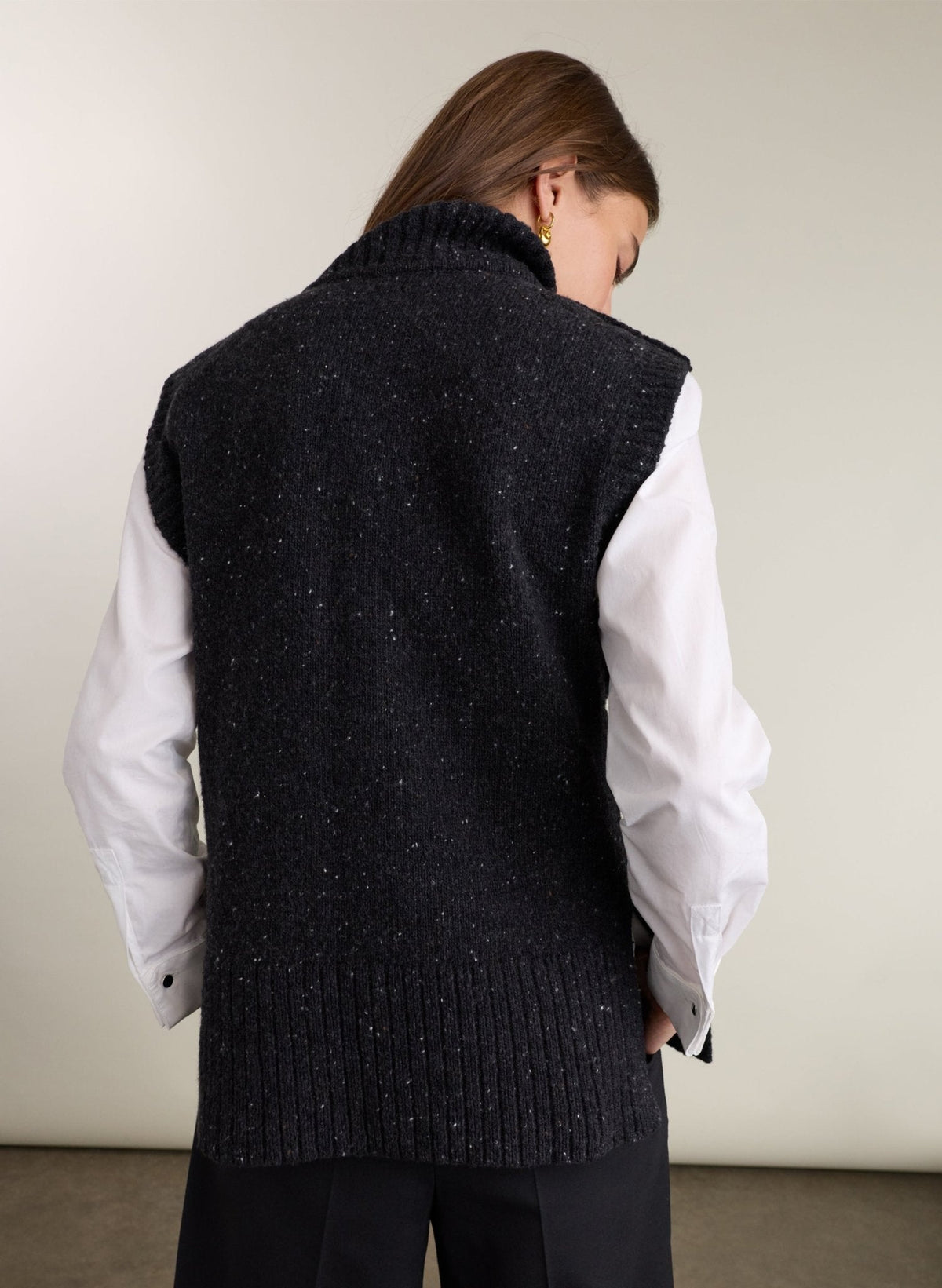 Marylin Turtleneck Knit Vest - Charcoal Marl