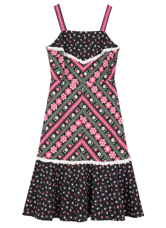 Maude Floral Print Square Neck Sundress - Pink