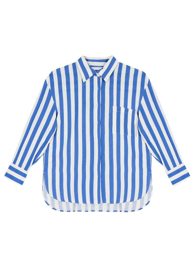 Maxine Bold Stripe Oversized Shirt - Blue