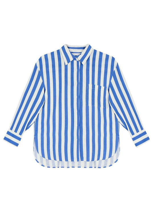 Maxine Bold Stripe Oversized Shirt - Blue