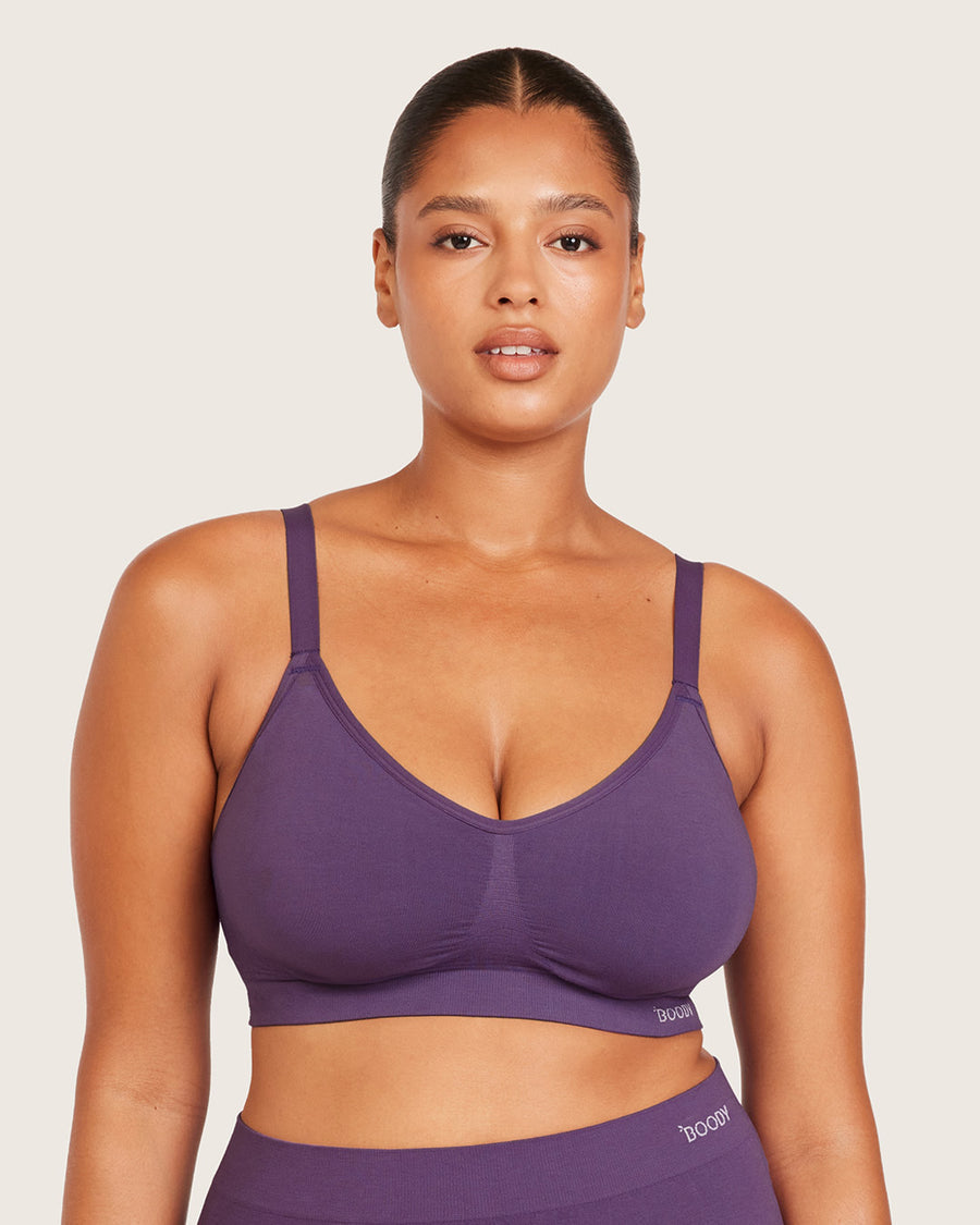 Purple bamboo full bust bra.