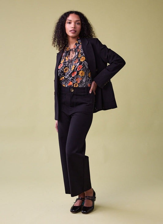 Pippa Black High Waist Trousers - Black