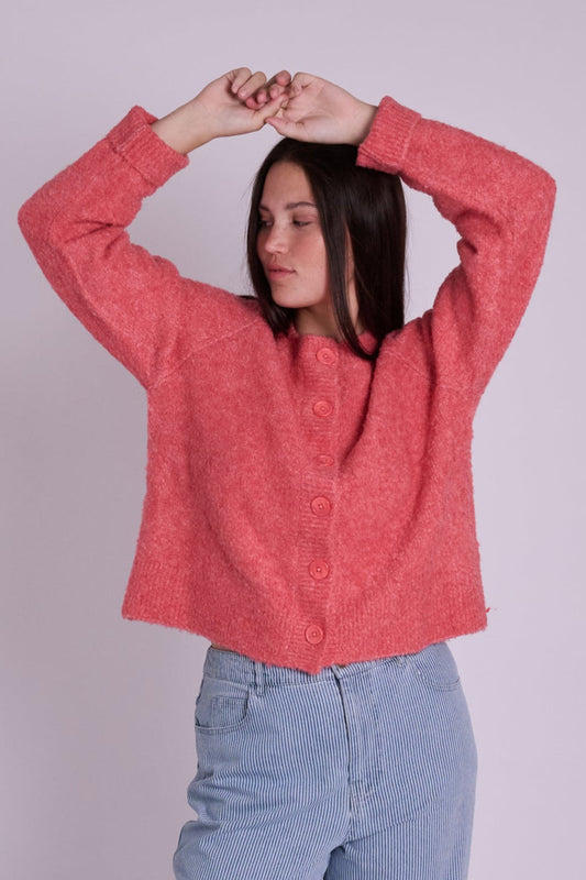 Clara Watermelon Boucle Cardigan