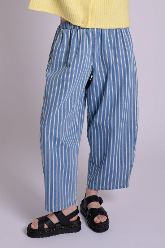 Ottie Denim Stripe Relaxed Trousers - Light Wash