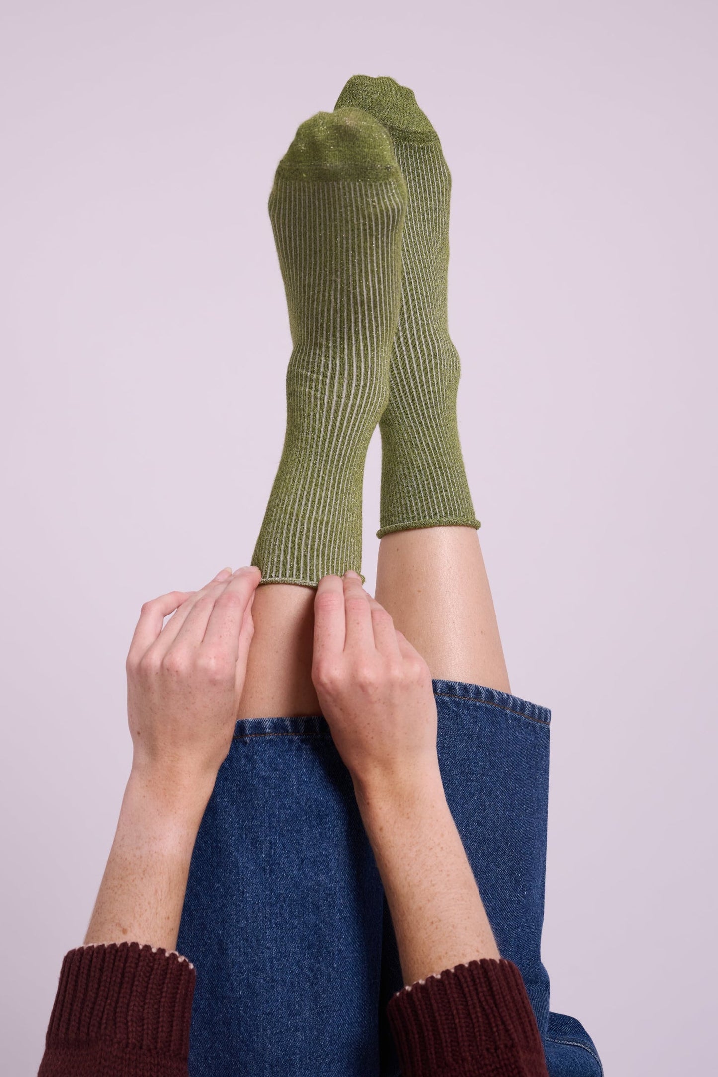 Klue Olive Glitter Socks