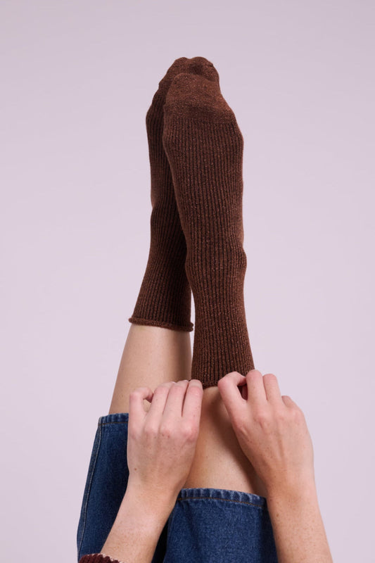 Klue Brown Glitter Socks