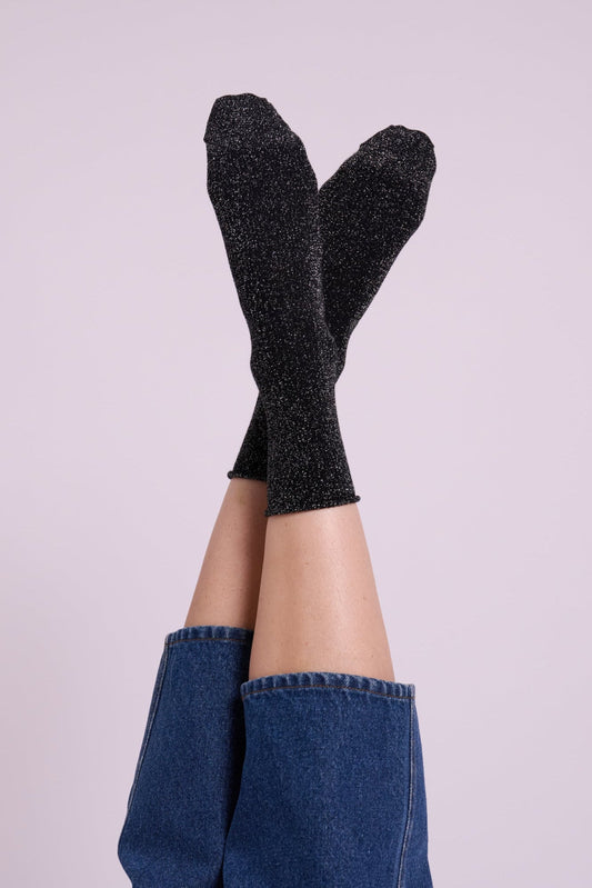 Klue Black Glitter Socks
