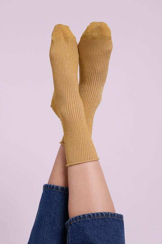 Klue Mustard Glitter Socks
