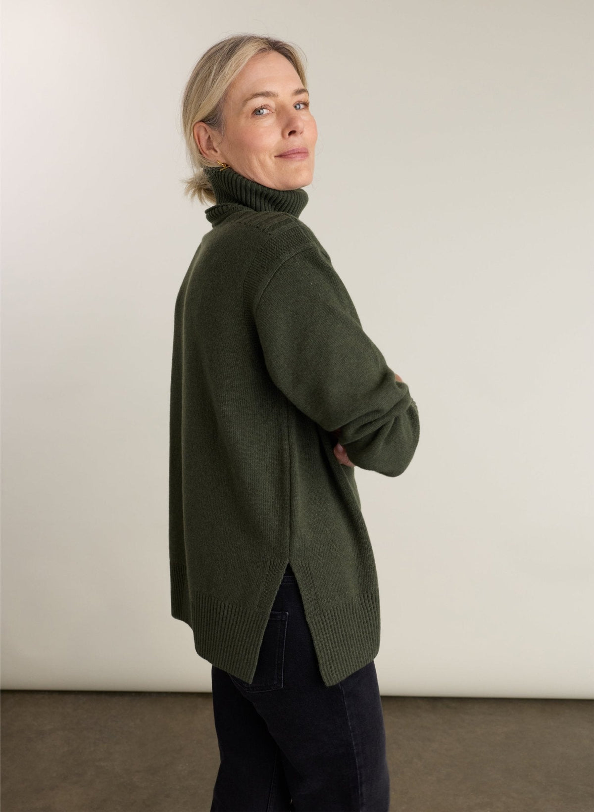 Myrtle Longline Knit Jumper - Deep Khaki