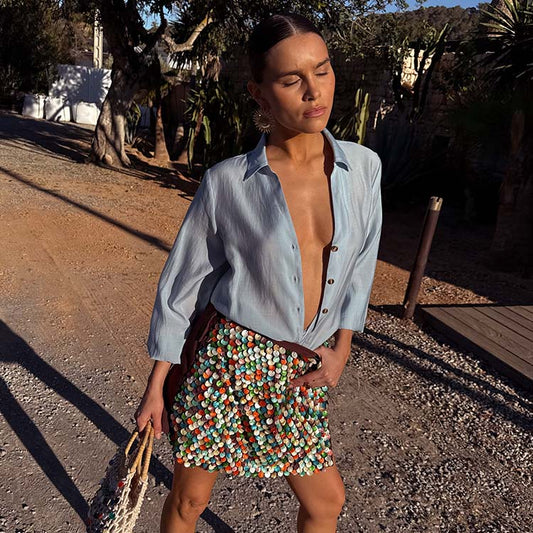 Multi Shell Mini Wrap Skirt