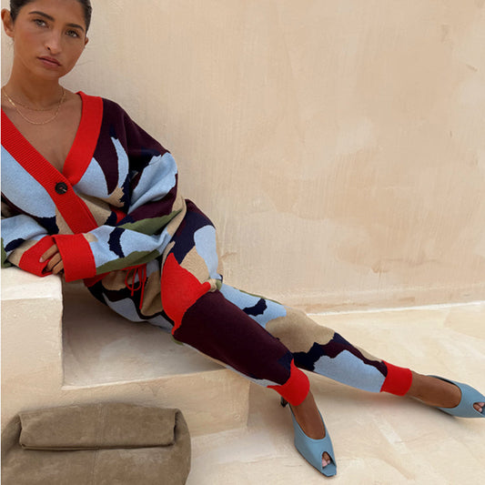 Navy Abstract Cuff Jogger