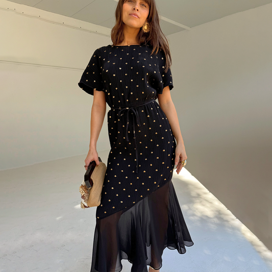 Black Plisse Fifi Dress