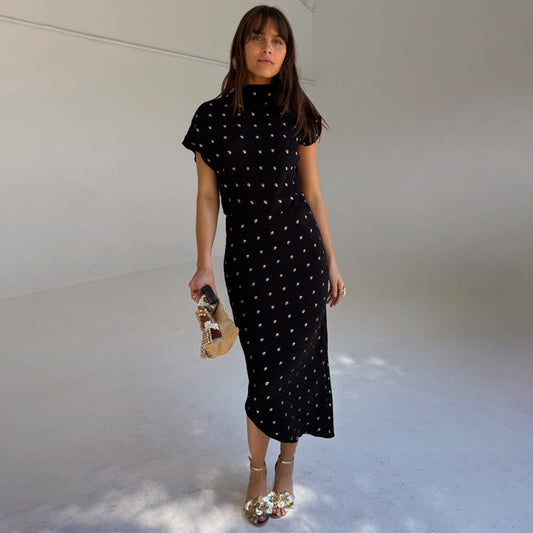 Black Plisse Desiree Dress