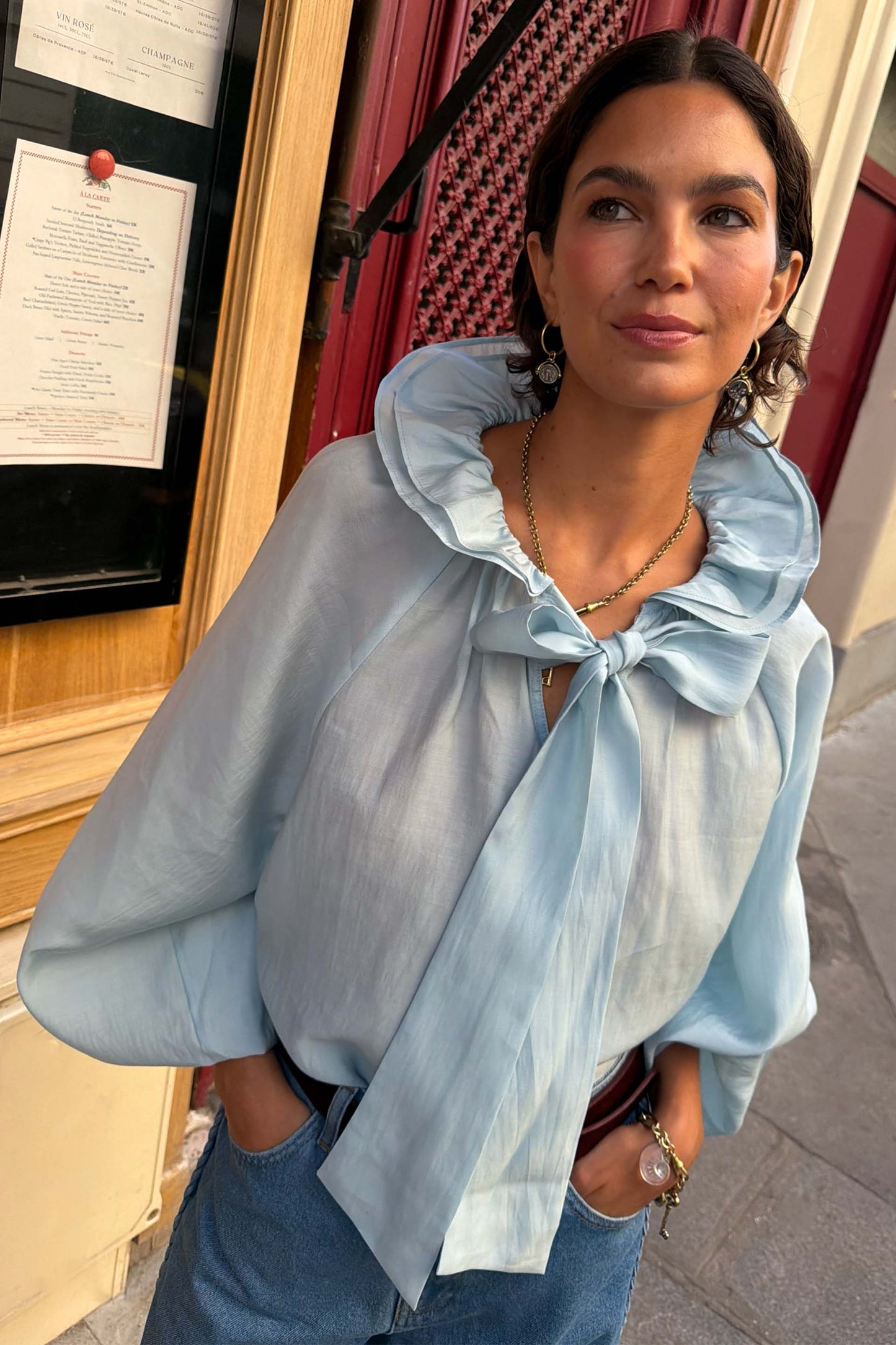 Ice Blue Ruffle Shirt