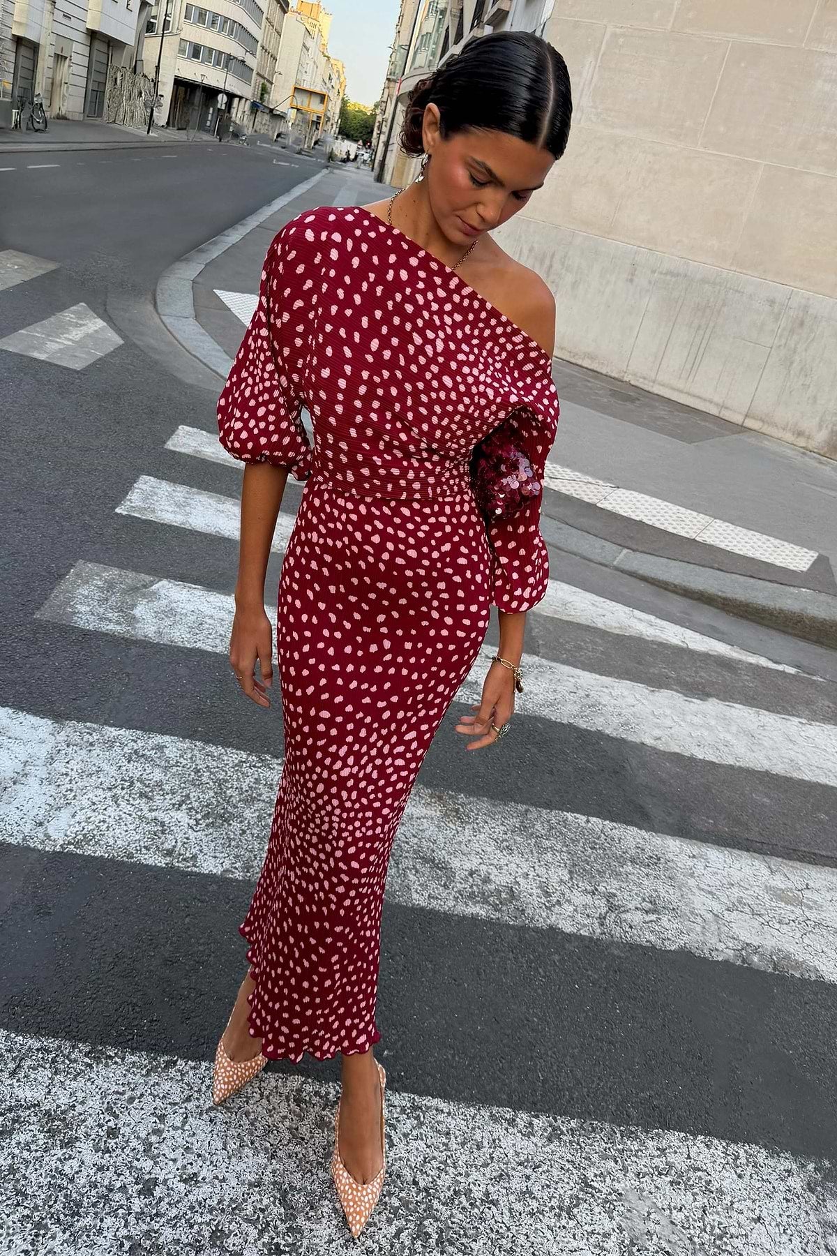 Burgundy Deer Tilly Dress