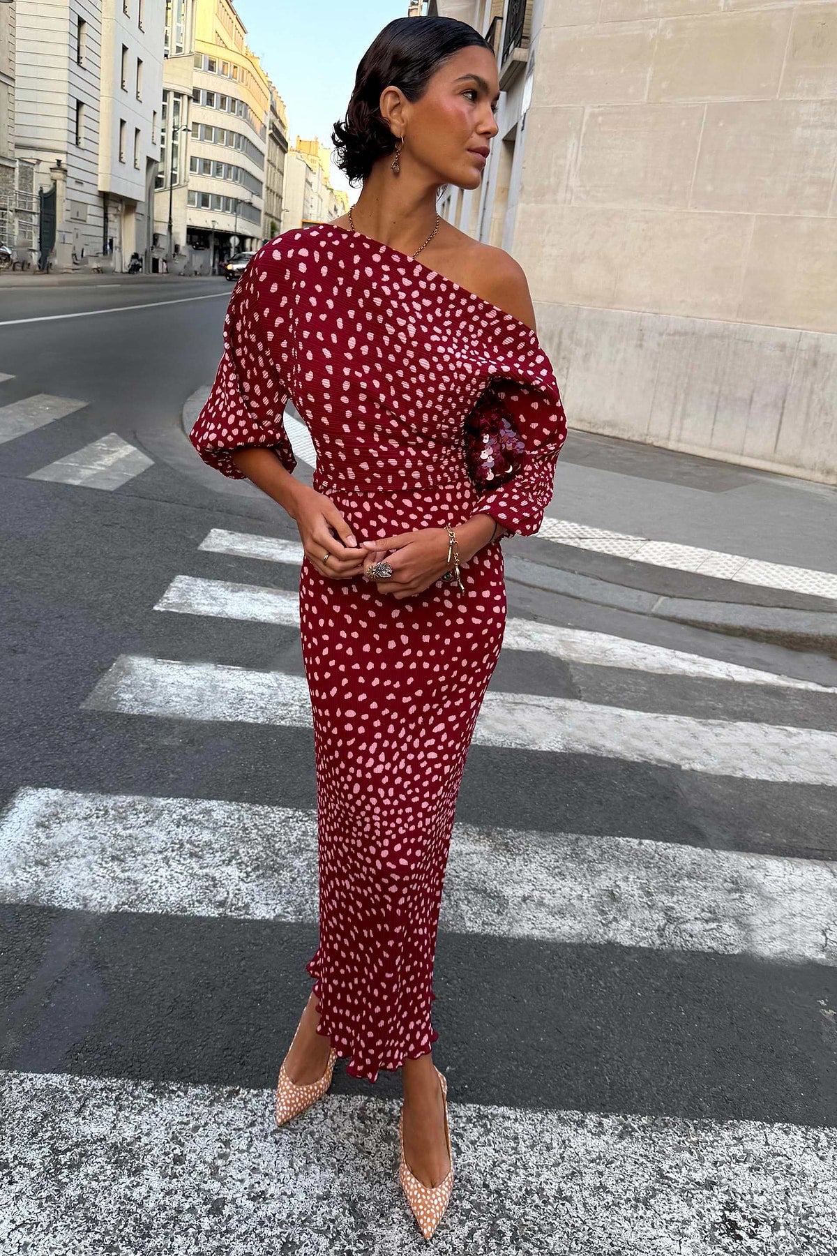 Burgundy Deer Tilly Dress