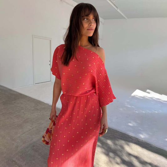 Coral Plisse Tilly Dress
