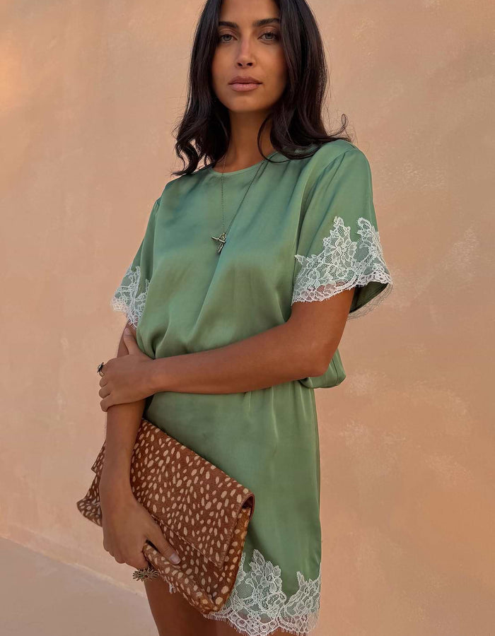 Green Lace Mini Dress