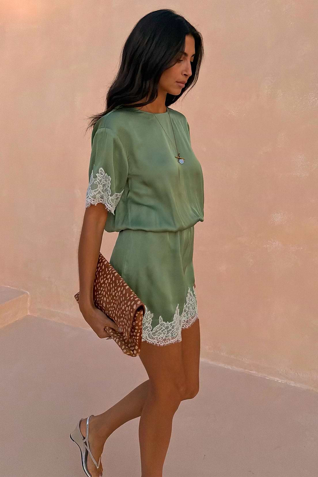 Green Lace Mini Dress