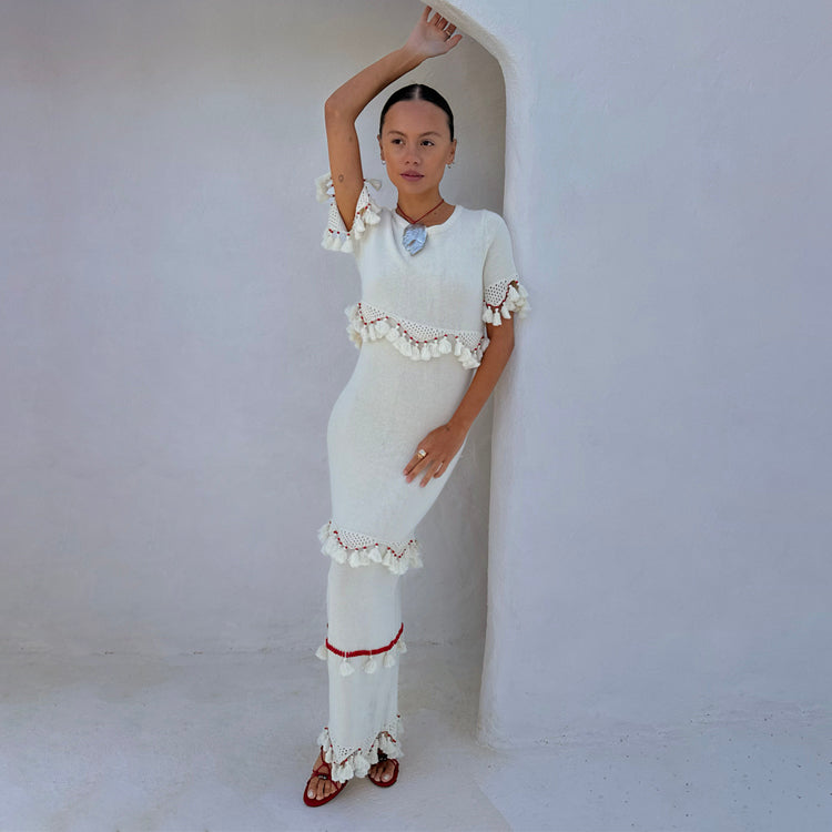 Ivory and Red Harper Dress