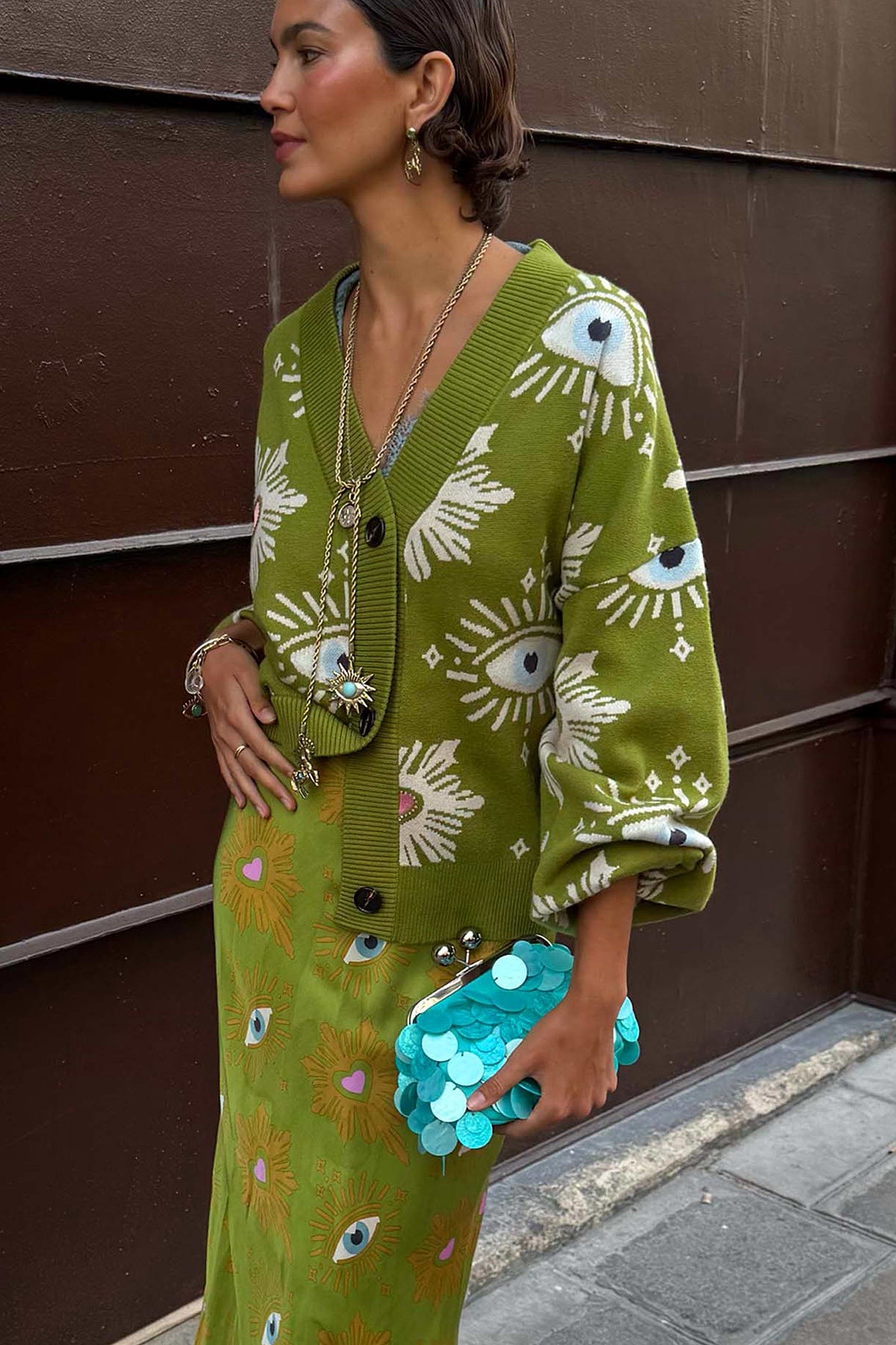 Khaki Eye Cardigan