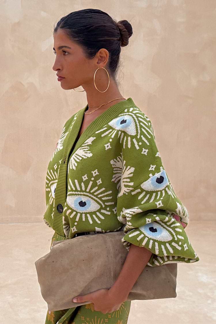 Khaki Eye Cardigan
