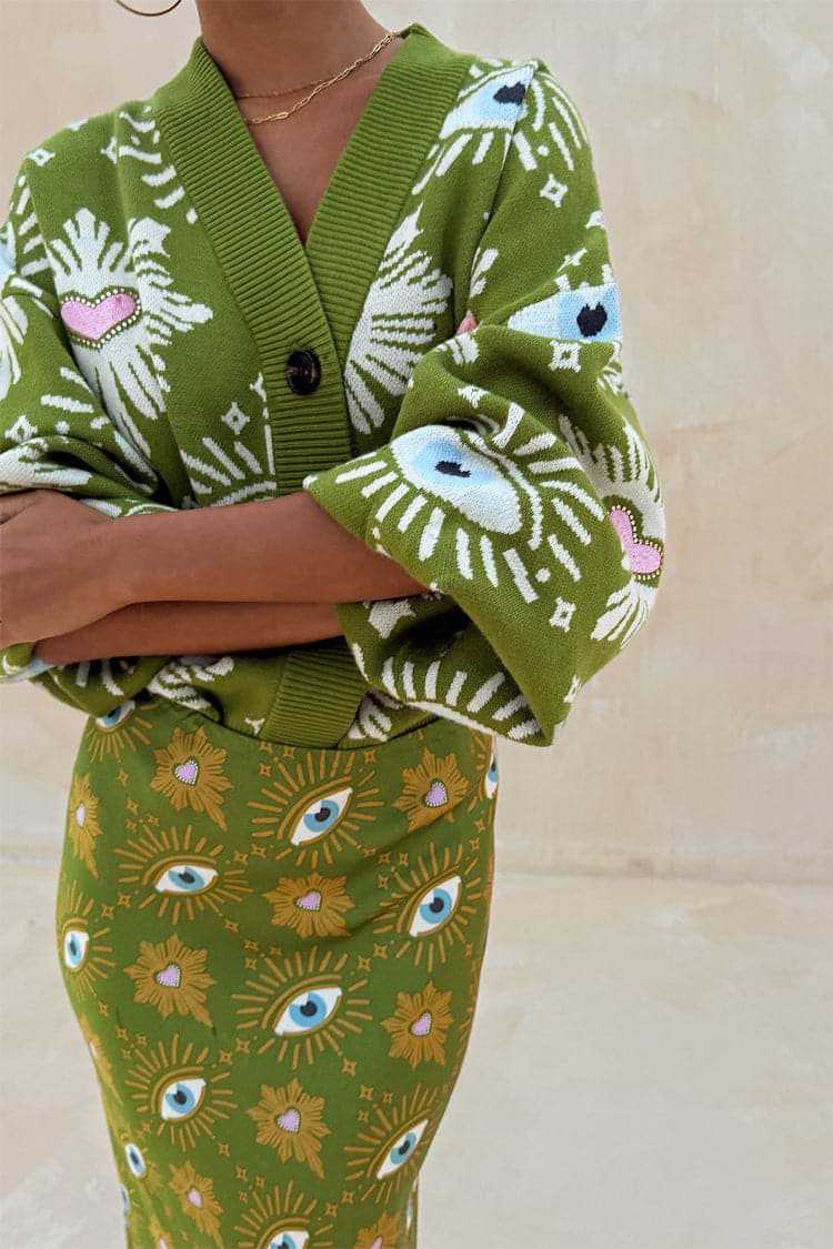Khaki Eye Cardigan