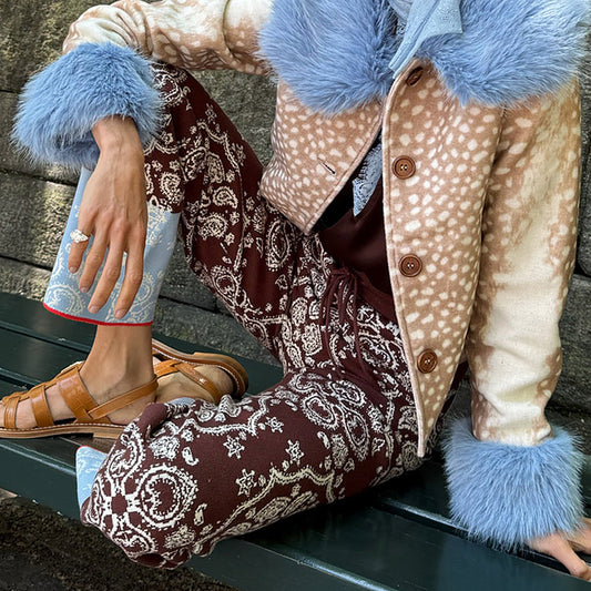 Chocolate Bandana Wide Leg Trousers