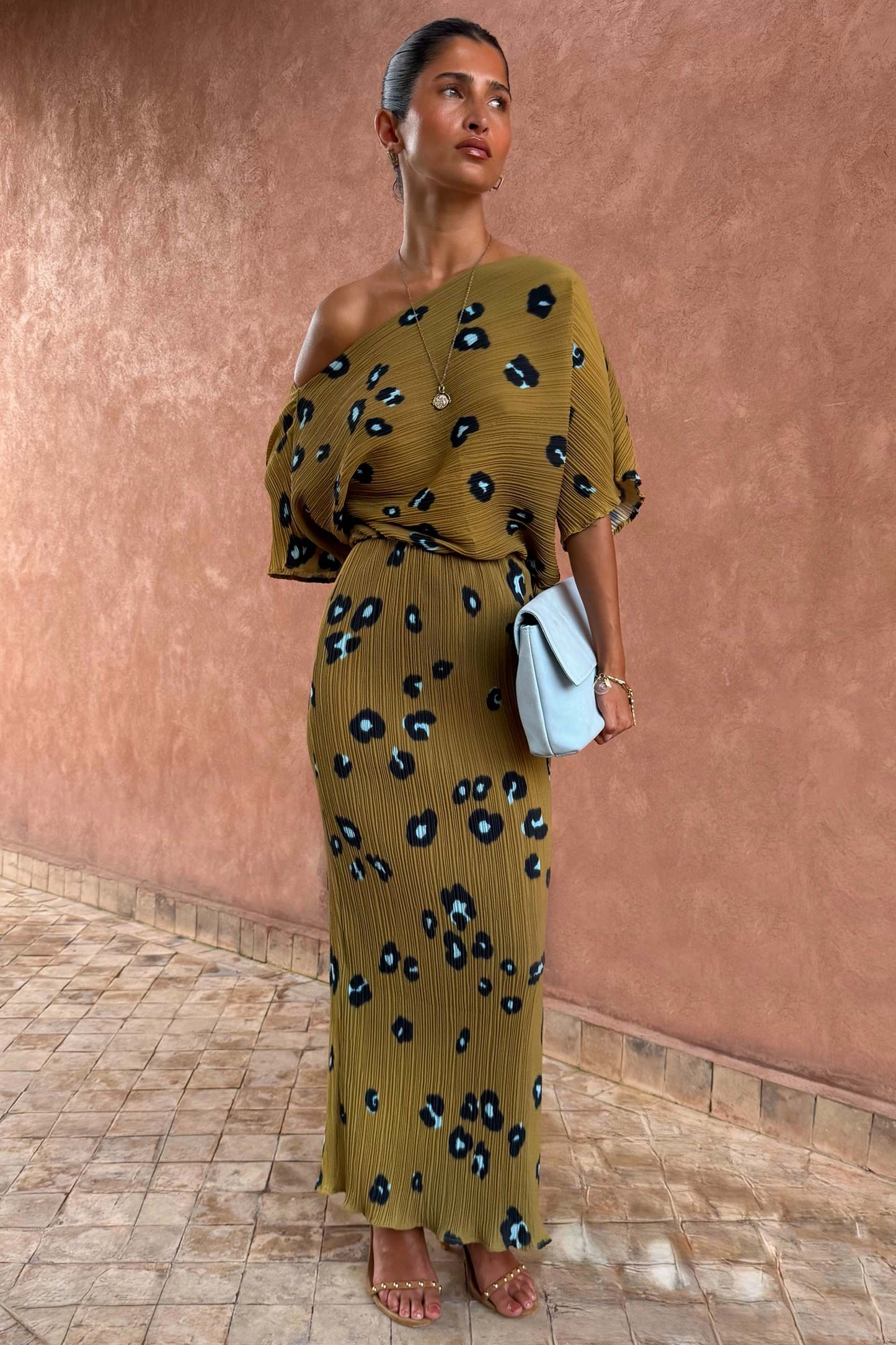 Olive Blurred Leopard Tilly Dress