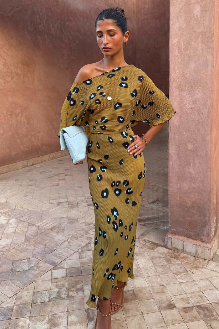 Olive Blurred Leopard Tilly Dress