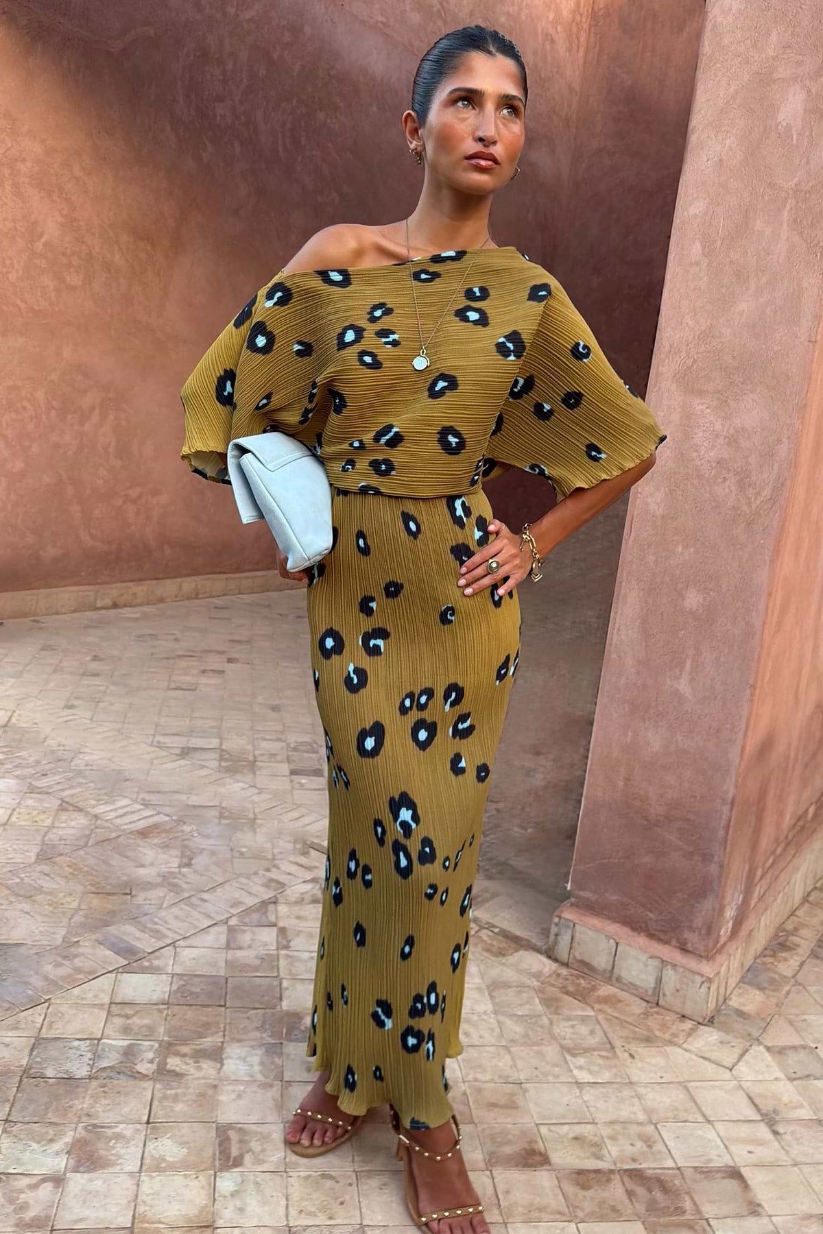 Olive Blurred Leopard Tilly Dress