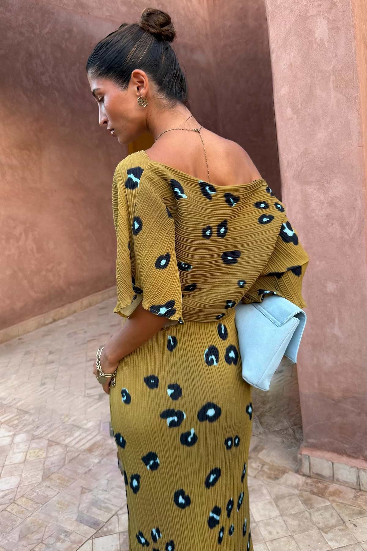Olive Blurred Leopard Tilly Dress