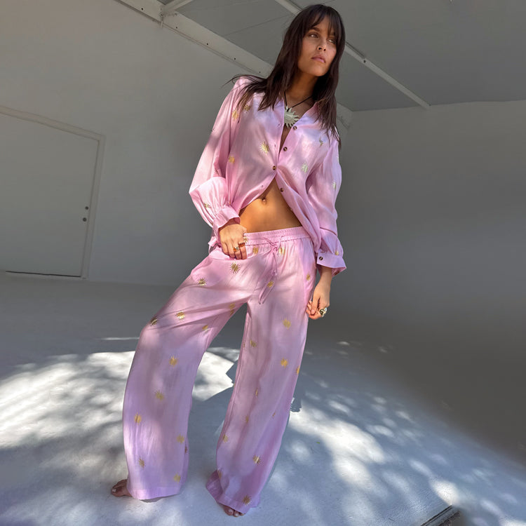 Pink Elissa Trousers with Sun Foil