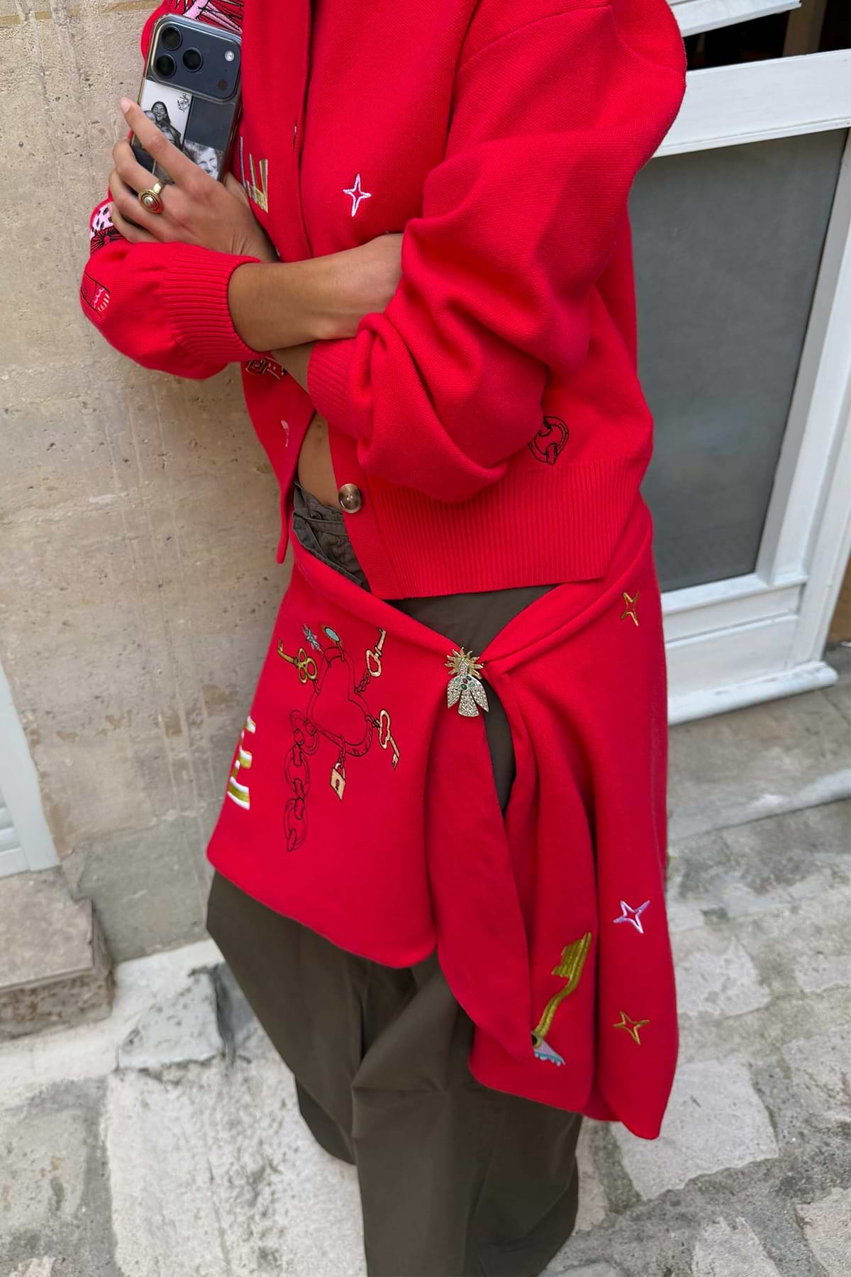 Red Amore Large Knit Scarf