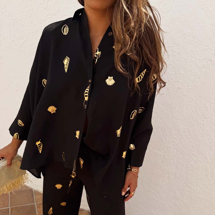 Black Shell Cape Shirt