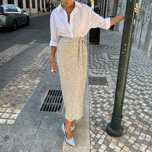 Sequin Maxi Wrap Jaspre Skirt