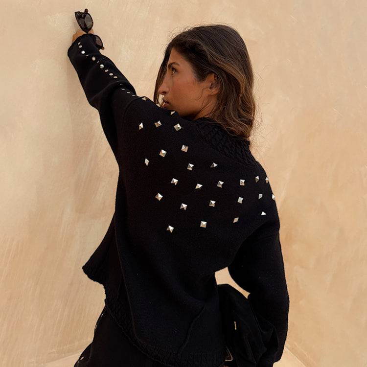 Black Studded Cardigan